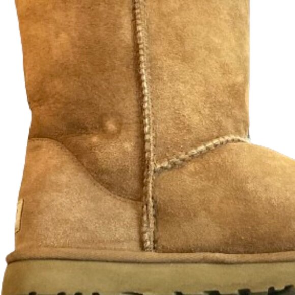 UGG Chestnut Suede Boots, Classic 9" Genuine Sheepskin Lining, Warm, sz 8 - Picture 7 of 7